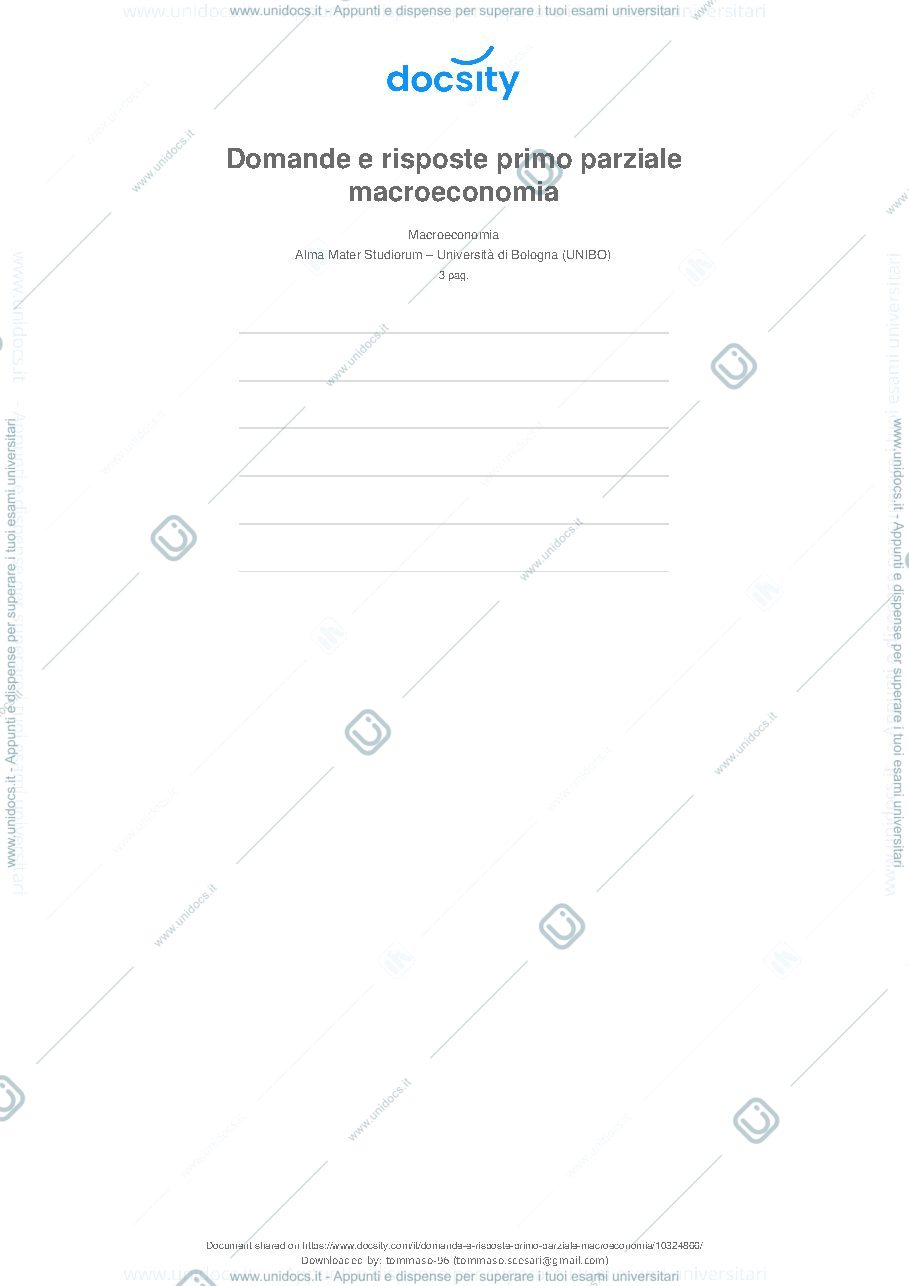 Anteprima pagina 1 — Domande e appunti macroeconomia 