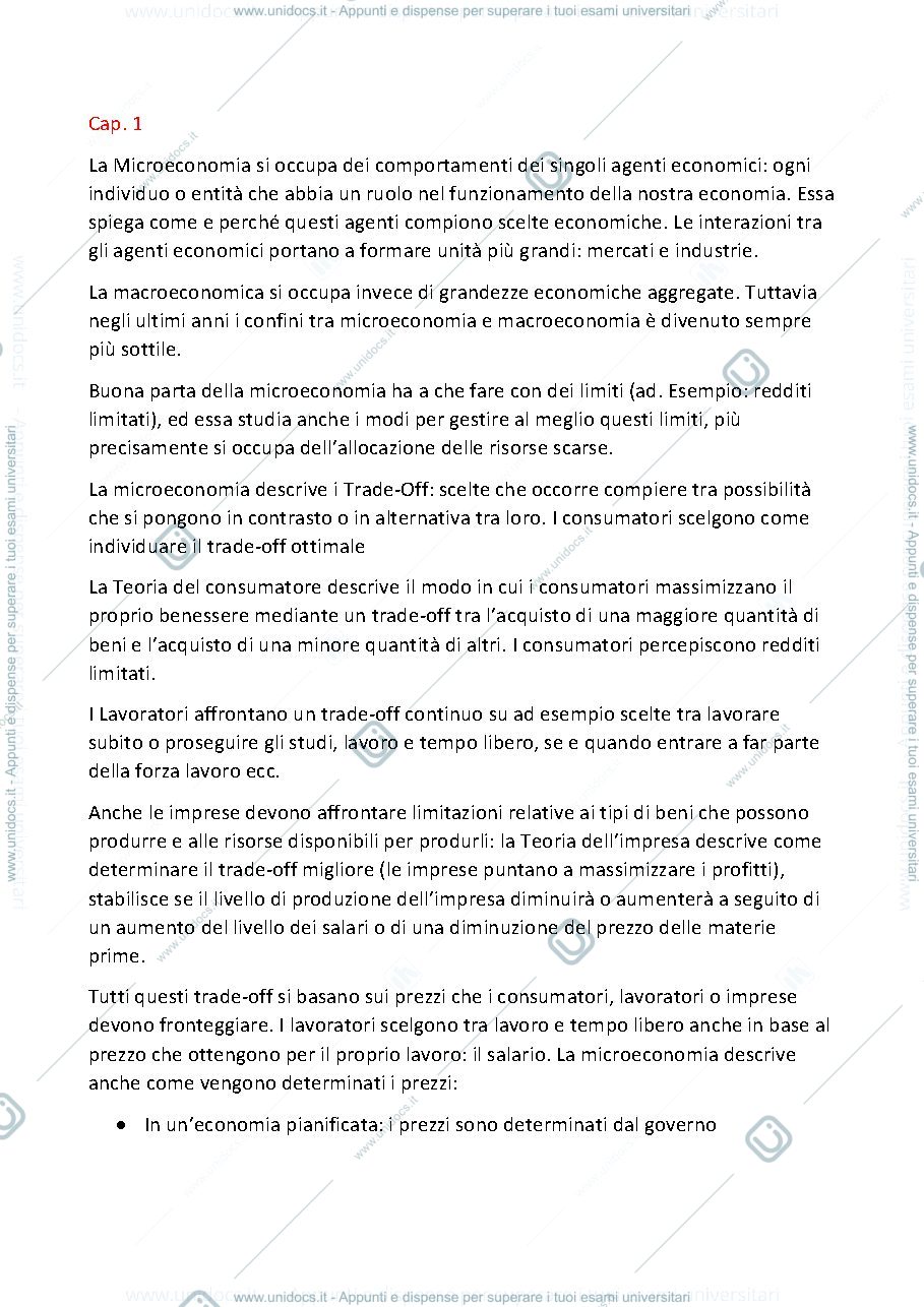 Anteprima pagina 1 — MicroeconomiaRiassunti