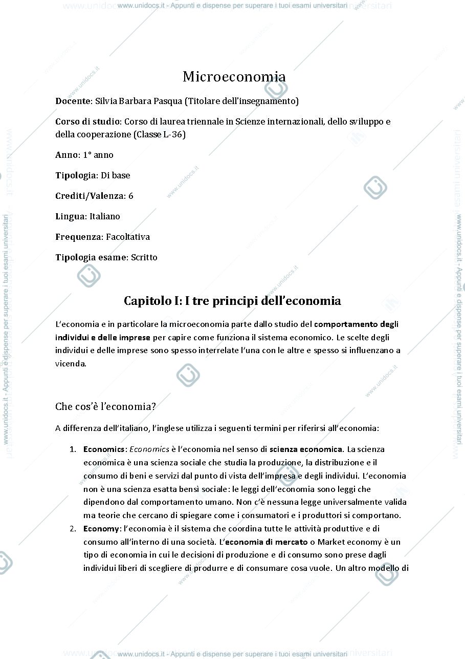 Anteprima pagina 1 — Microeconomia 