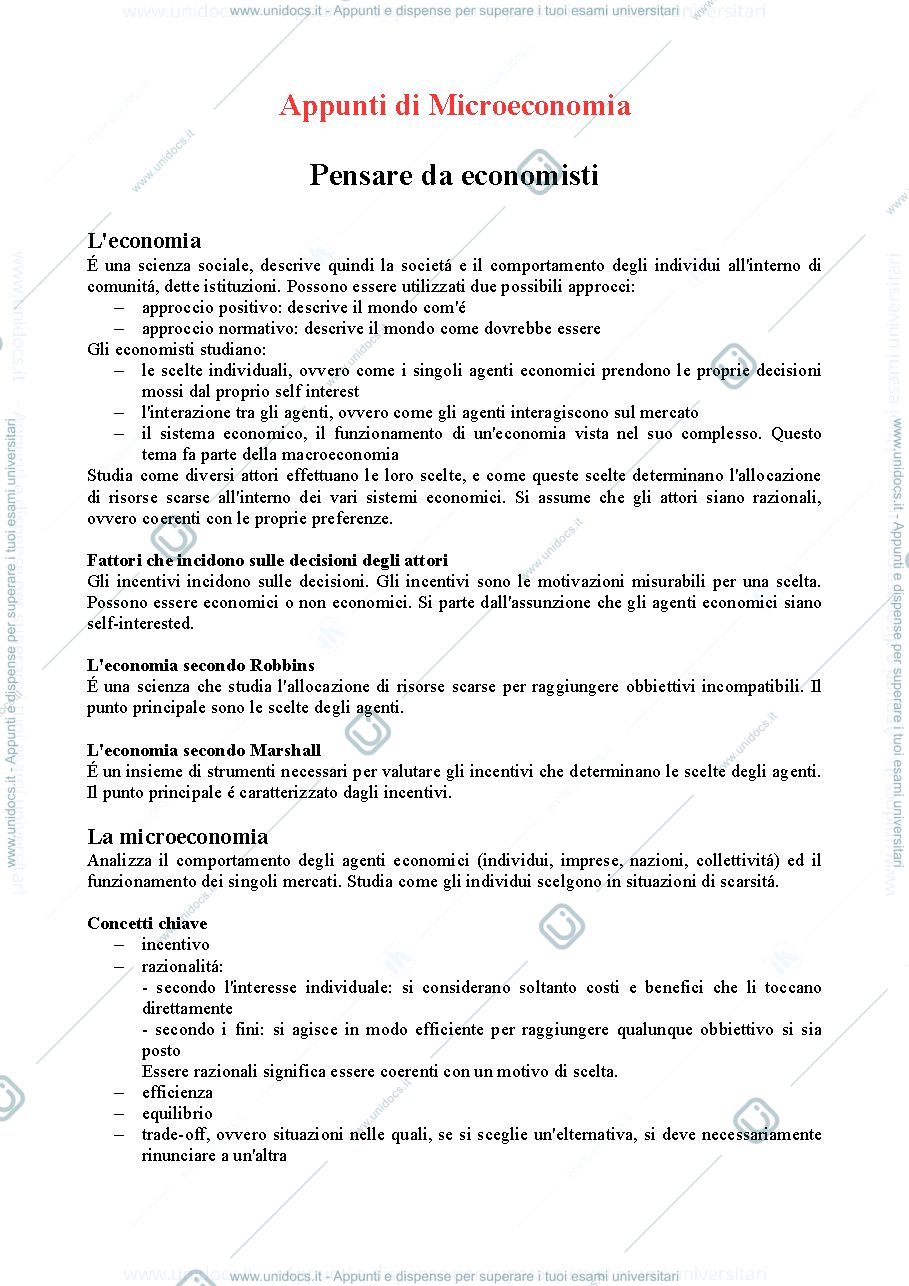 Anteprima pagina 1 — Microeconomia, grembi veronica