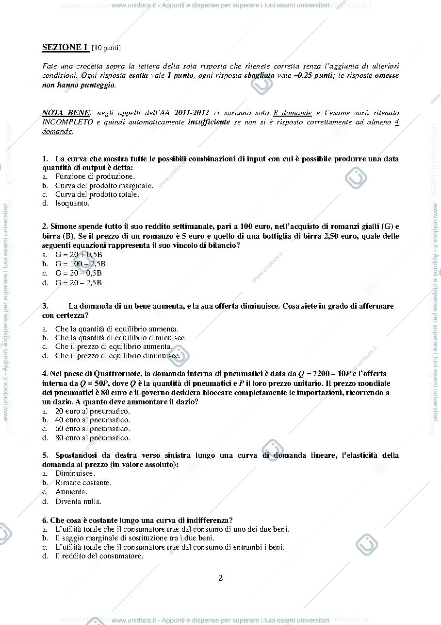Anteprima pagina 2 — Esame microeconomia