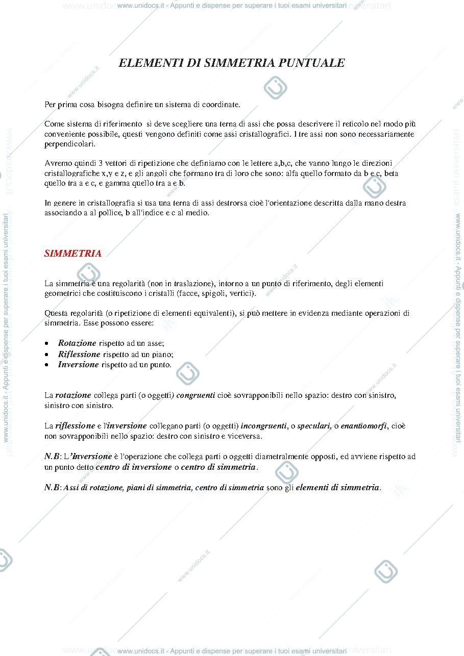 Anteprima pagina 1 — Simmetria puntuale
