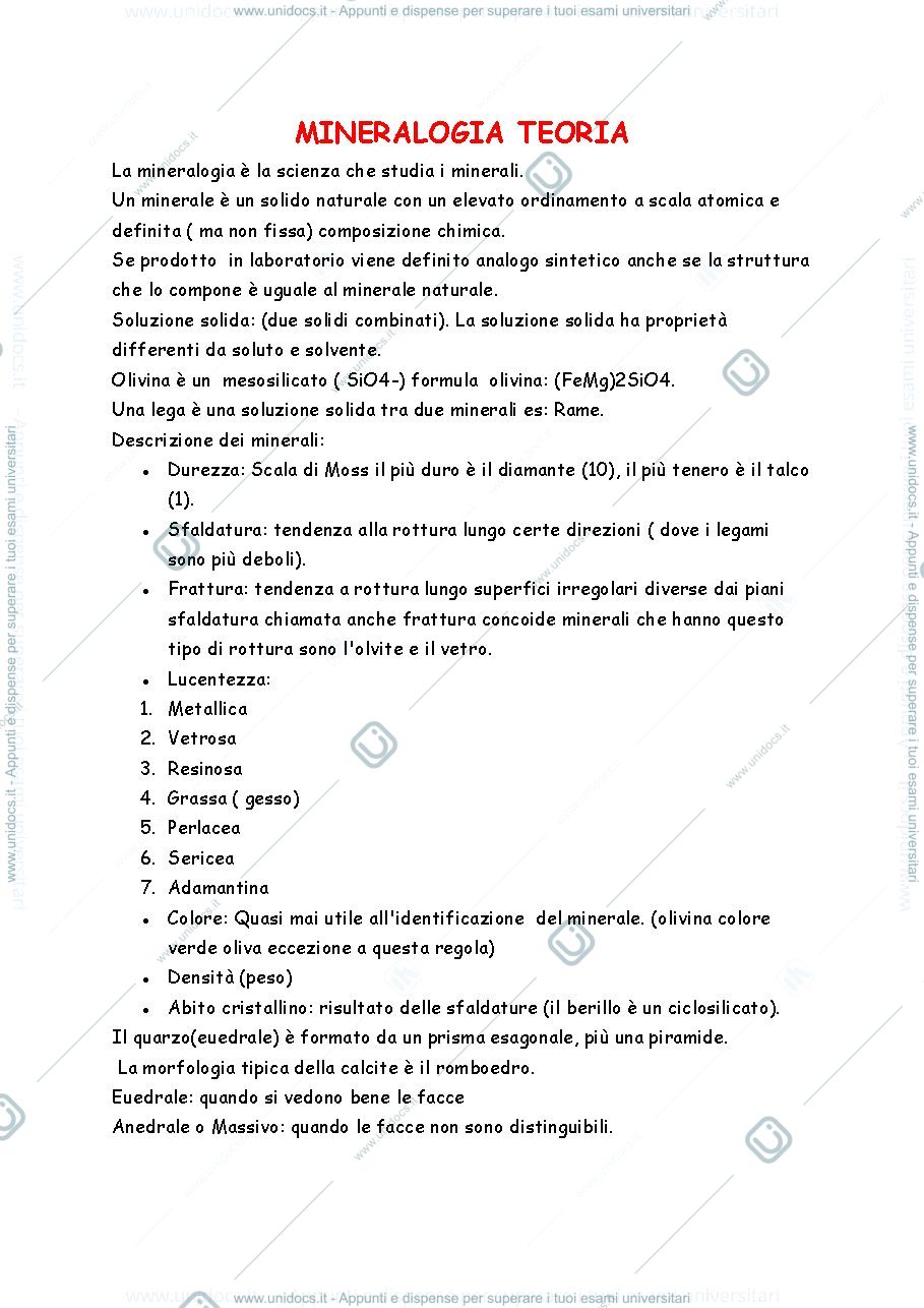 Anteprima pagina 1 — mineralogia teoria