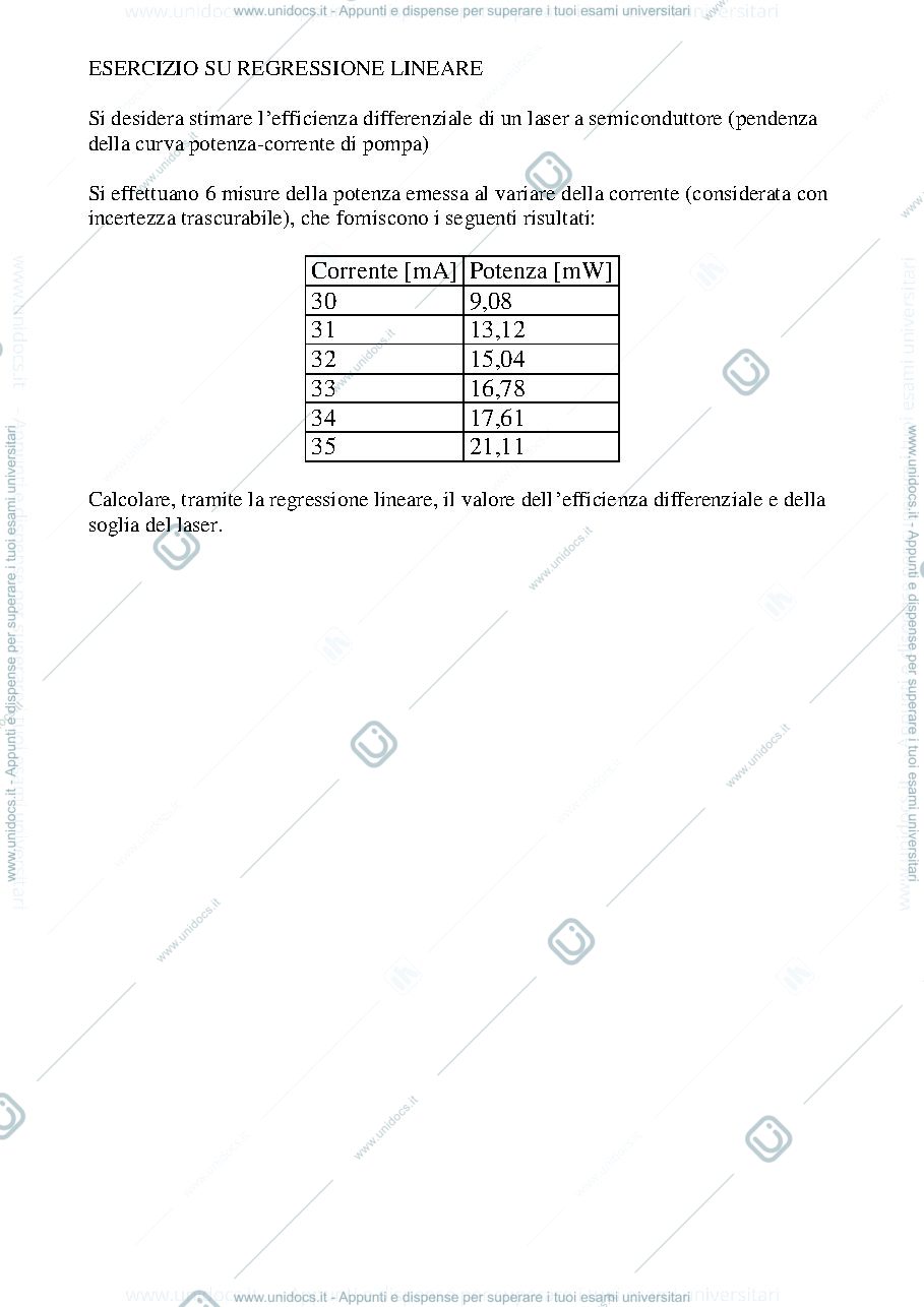 Anteprima pagina 1 — esercizio regressione 1 esercizi prof: Norgia