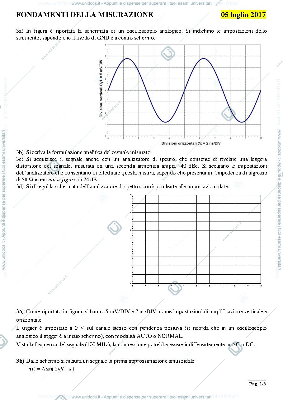 Anteprima pagina 1 — esercizio su oscilloscopi da schermo  esercizi prof: Norgia