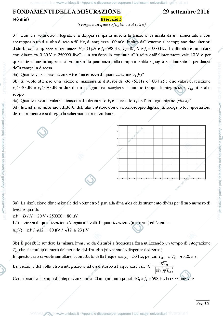 Anteprima pagina 1 — esercizio su oscilloscopi e voltmetri esercizi prof: Norgia