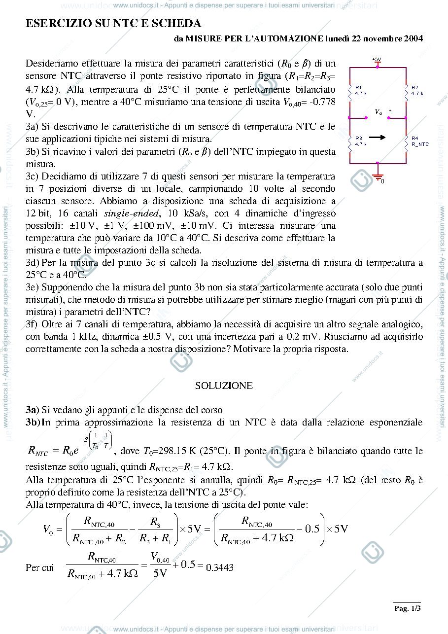 Anteprima pagina 1 — esercizio su NTC e DAQ esercizi prof: Norgia