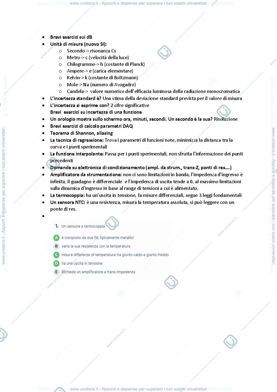 Anteprima pagina 1 — possibili domande pretest esame prof: Norgia