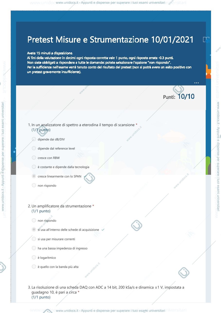 Anteprima pagina 1 — pretest_20-01-21 esame prof: Norgia
