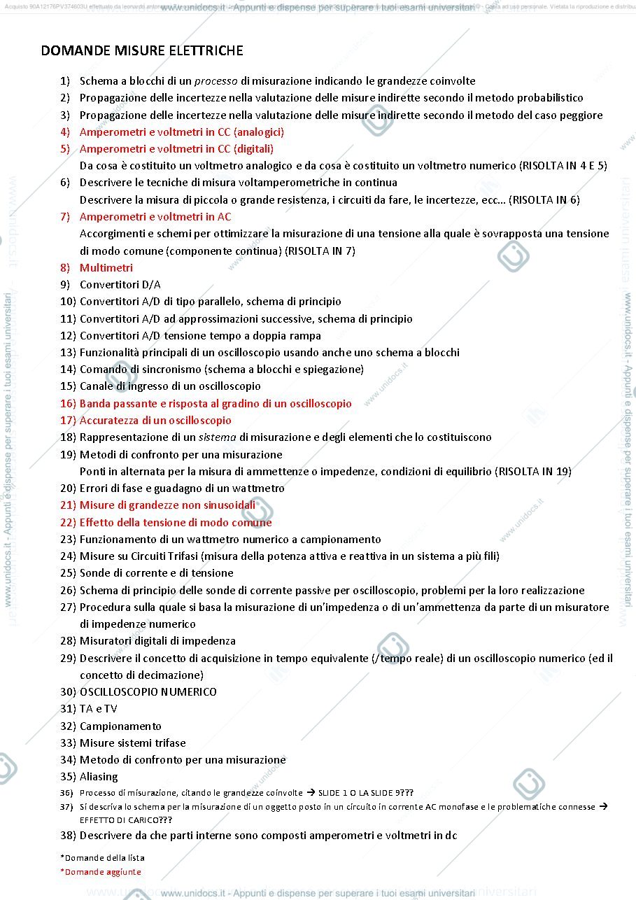Anteprima pagina 2 — Domande d'esame Fiorentin Misure Elettriche