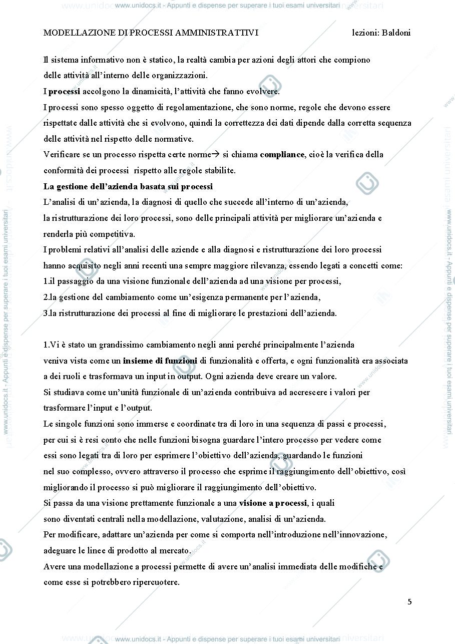 Anteprima pagina 5 — MODELLAZIONE DEI PROCESSI AMMINISTRATIVI Prof. Baldoni TORINO 
