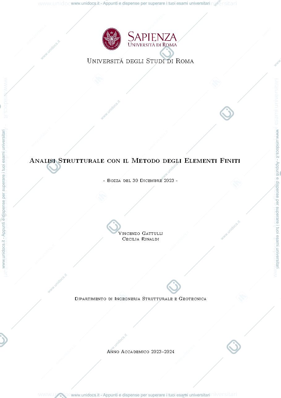 Anteprima pagina 1 — Analisi Strutturale con il Metodo degli Elementi Finiti