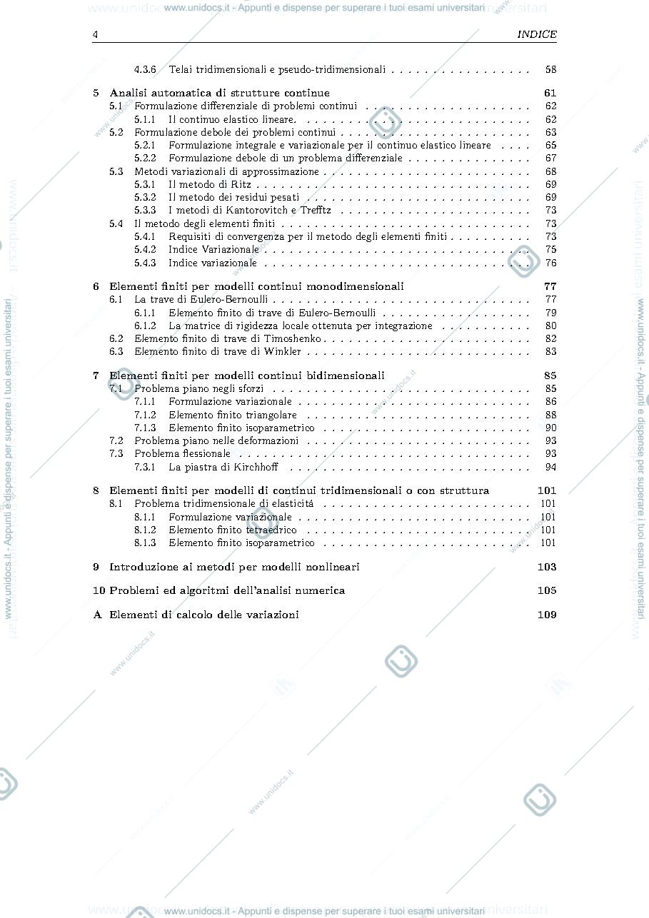 Anteprima pagina 4 — Analisi Strutturale con il Metodo degli Elementi Finiti