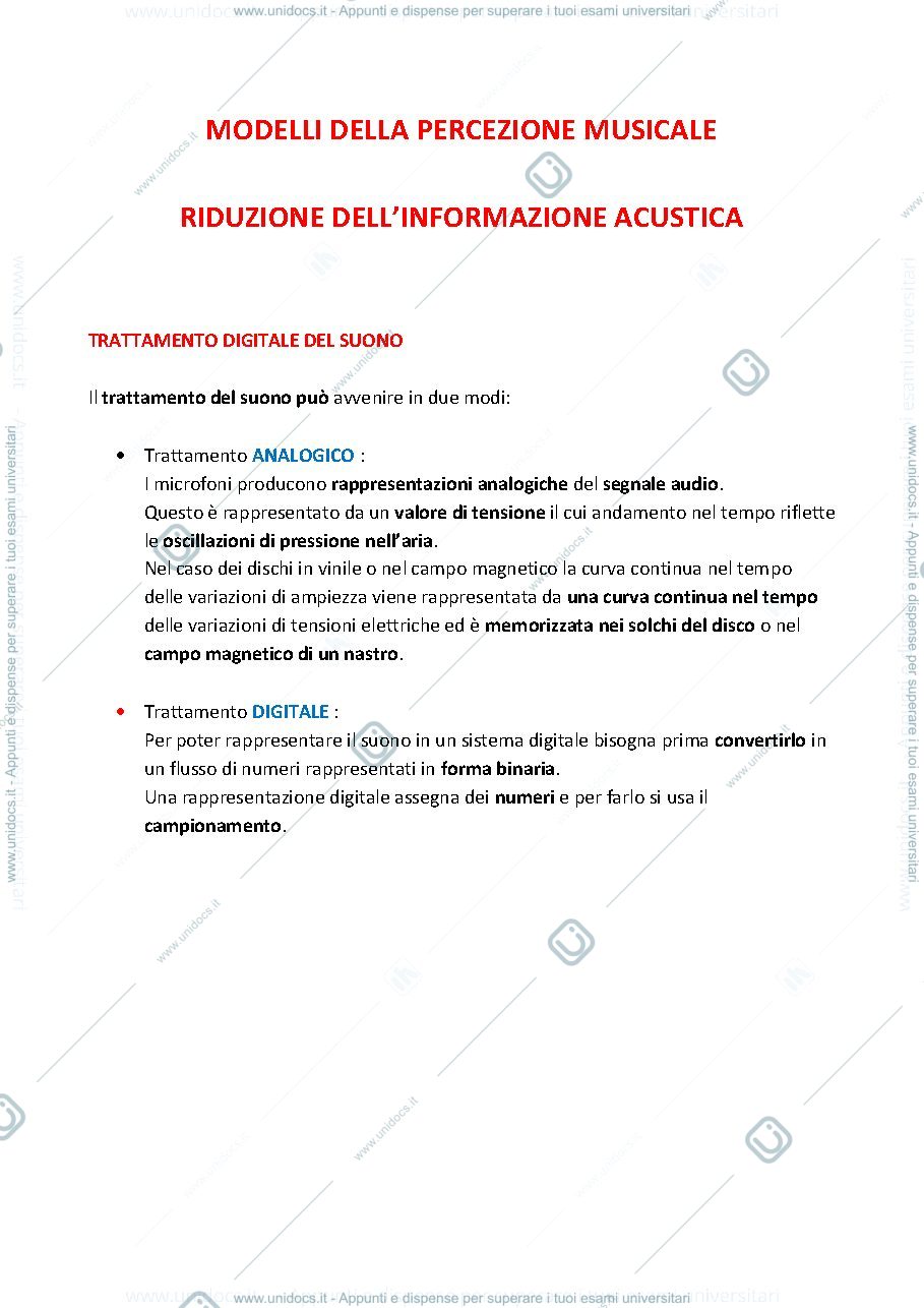 Anteprima pagina 1 — VI.Riduzione dell'informazione acustica