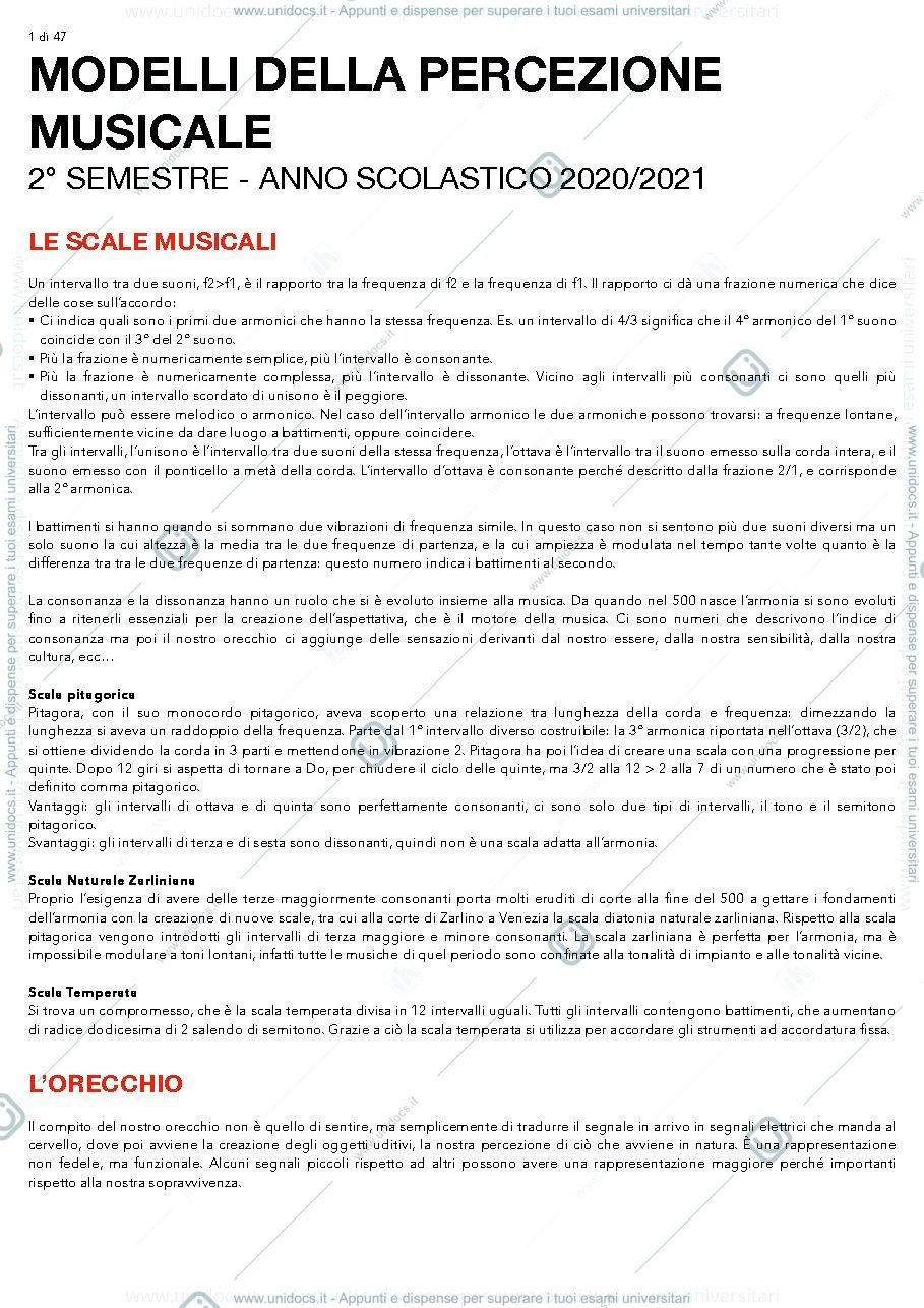 Anteprima pagina 1 — Modelli percezione musicale 
