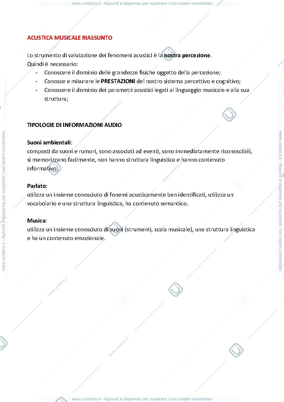 Anteprima pagina 1 — I.Acustica Musicale (Modelli della percezione musicale)