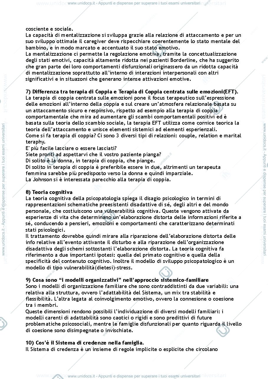 Anteprima pagina 3 — Domande esame Modelli di Psicoterapia