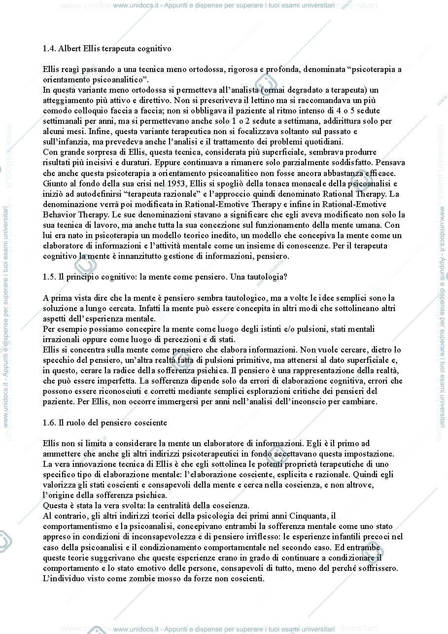 Anteprima pagina 2 — Riassunto "Terapia Cognitiva. Una storia critica" (Ruggiero)