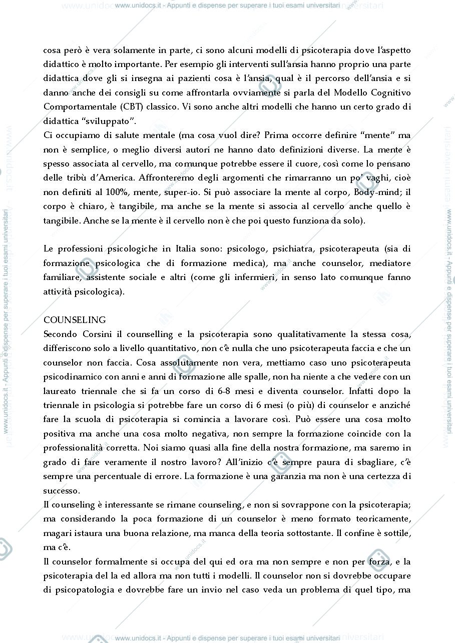 Anteprima pagina 2 — Sbobinature per esame Modelli di Psicoterapia 