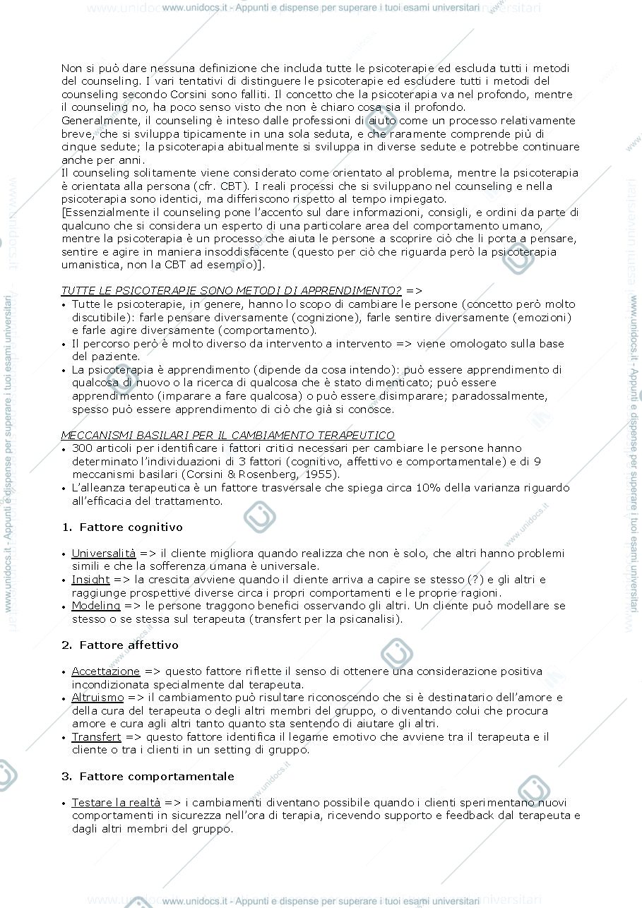 Anteprima pagina 3 — Modelli di psicoterapia - Riassunto 