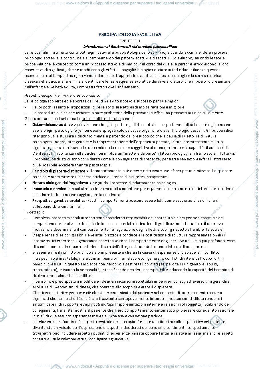 Anteprima pagina 1 — Riassunto libro "Psicopatologia Evolutiva" di Fonagy e Target