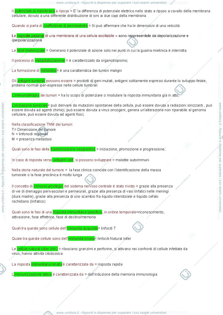 Anteprima pagina 2 — Domande esame fisiologia e fisiopatologia 