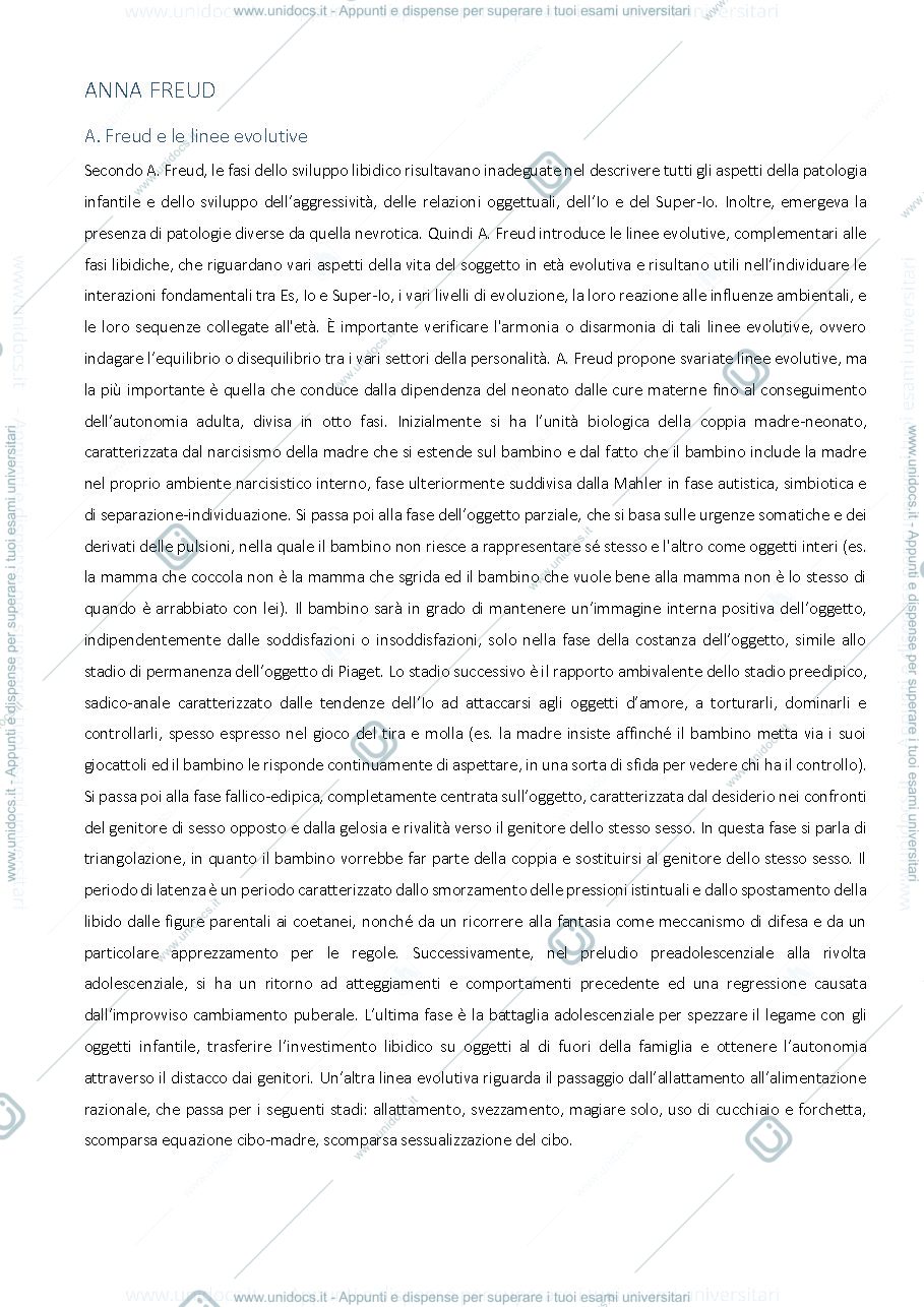 Anteprima pagina 1 — Domande modelli psicodinamici di clinica con bambini e adolescenti