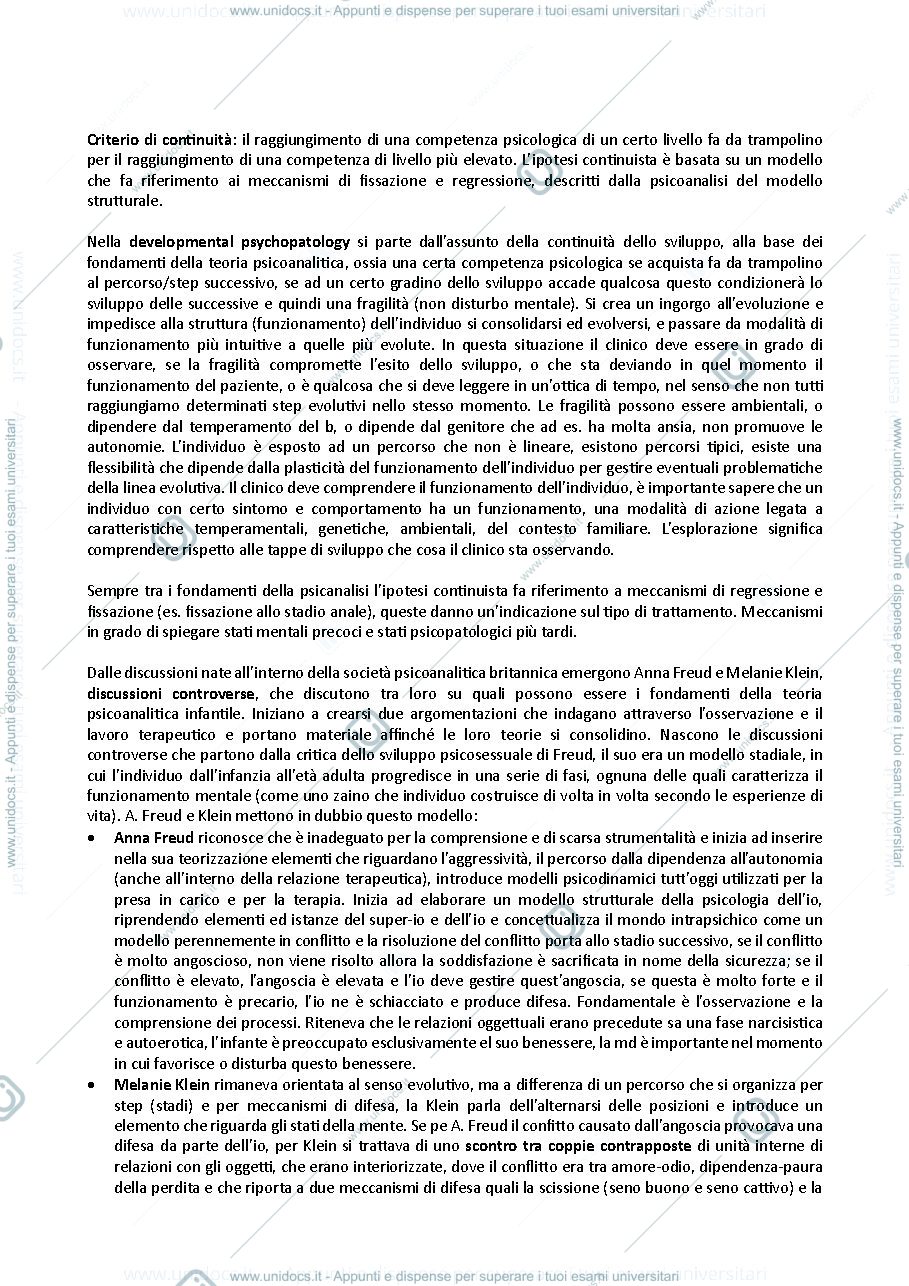 Anteprima pagina 2 — Appunti Modelli psicodinamici di clinica con bambini e adolescenti