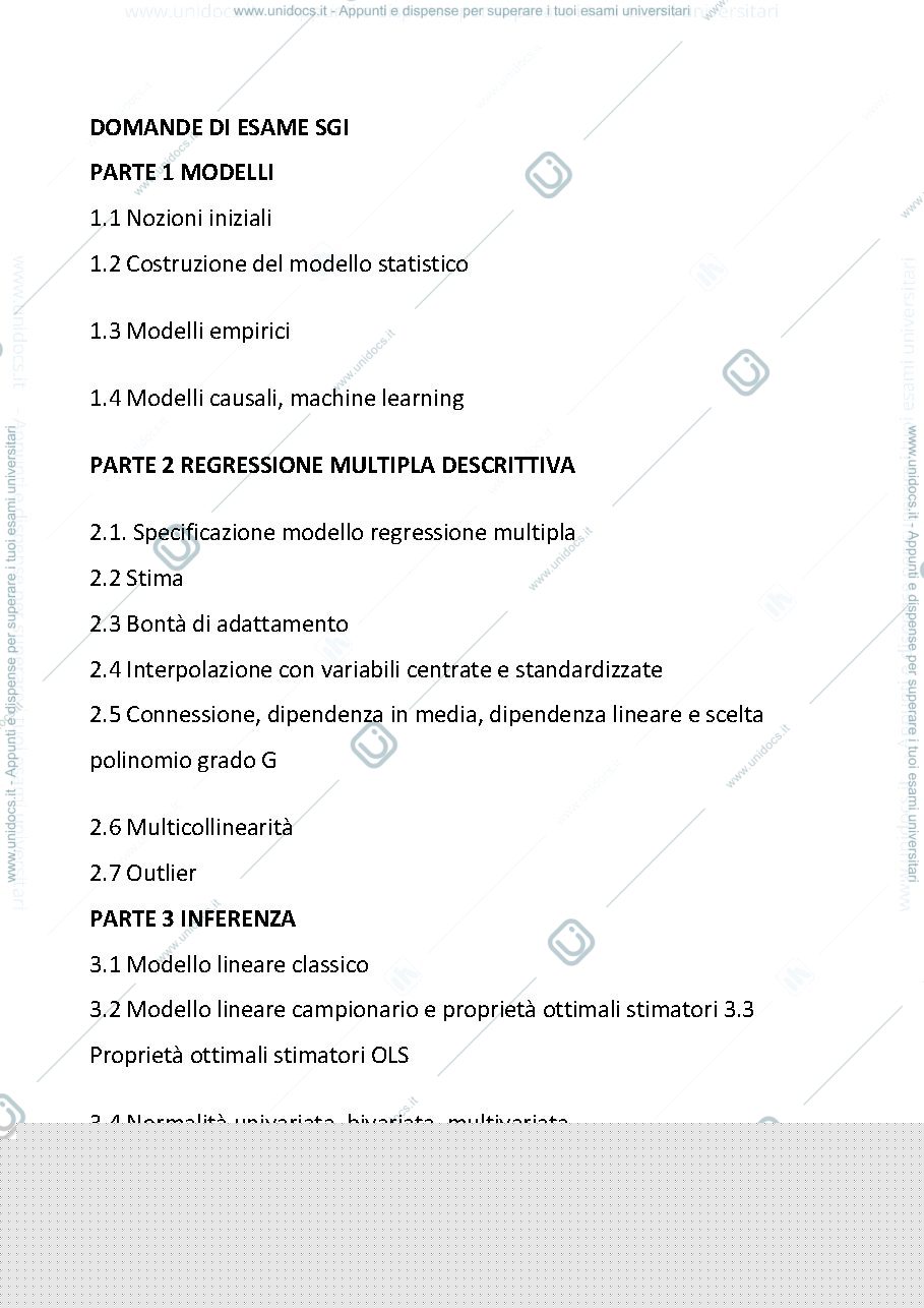 Anteprima pagina 1 — domande esame modelli statistici 2024