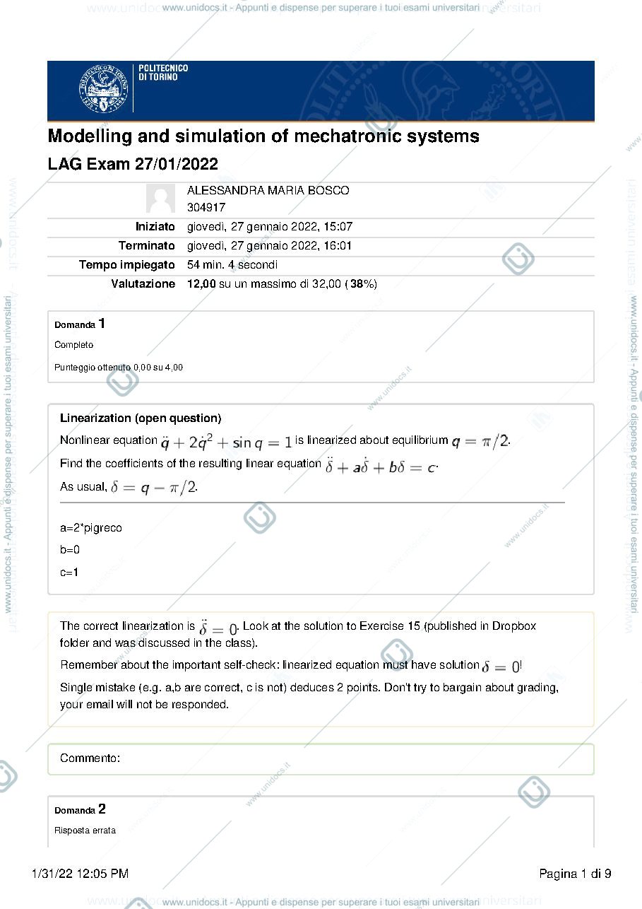 Anteprima pagina 1 — esame LAG 27/01/2022