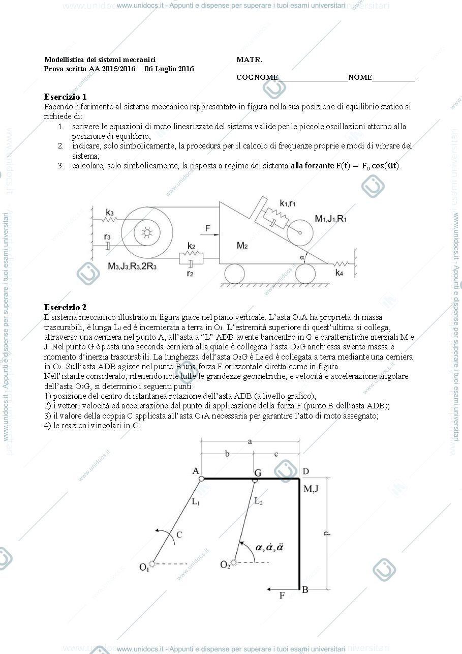 Anteprima pagina 1 — 2016_07_06 esami corso prof: Resta