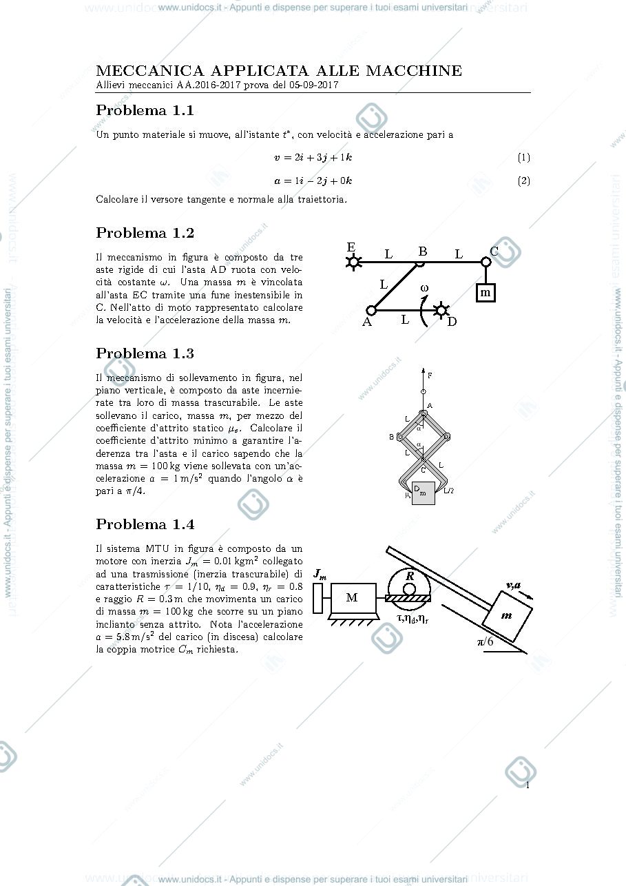 Anteprima pagina 1 — tema20170905 esami corso prof: Resta
