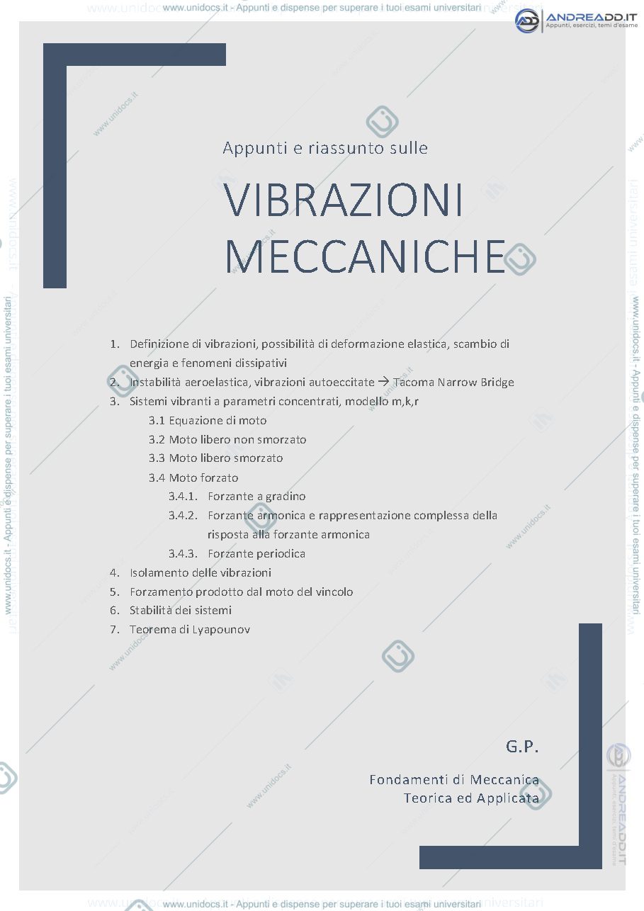 Anteprima pagina 1 — vibrazioni corso prof: Resta