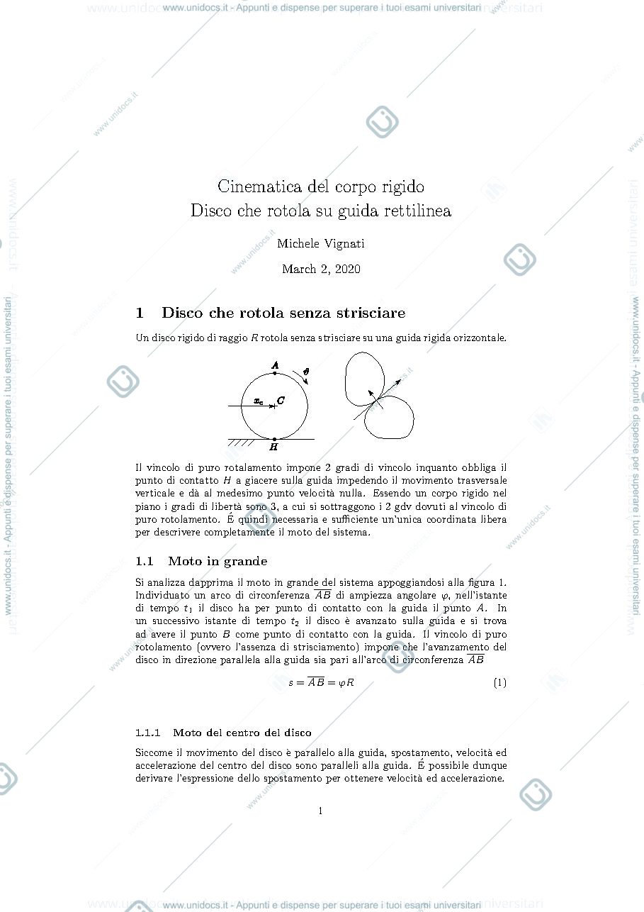 Anteprima pagina 1 — 02_CinematicaCorpoRigido02_Disco corso prof: Resta