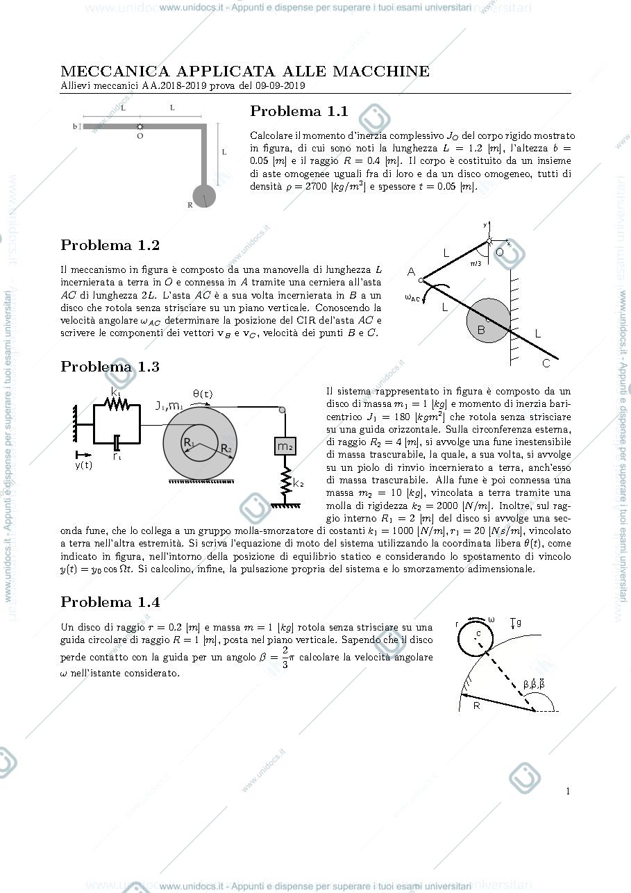 Anteprima pagina 1 — tema20190909 esami corso prof: Resta