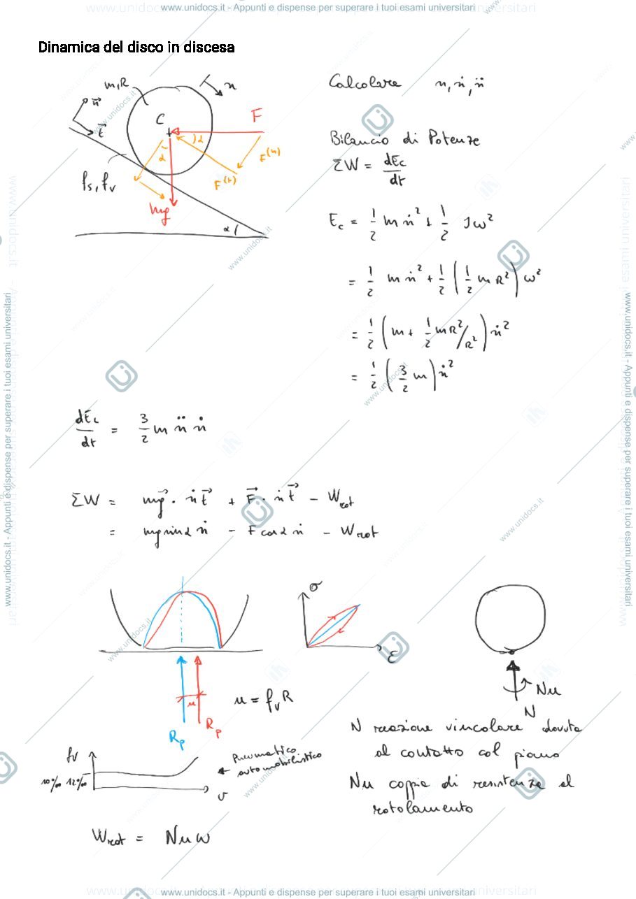 Anteprima pagina 1 — 11.1_DinamicaAttritoDiscoDiscesa esercitazioni corso prof: Resta