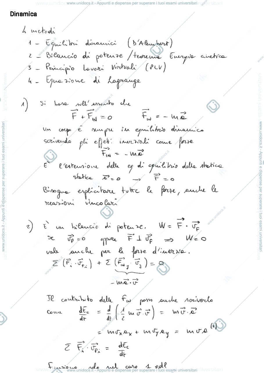 Anteprima pagina 1 — 7.0_DinamicaMetodi esercitazioni corso prof: Resta