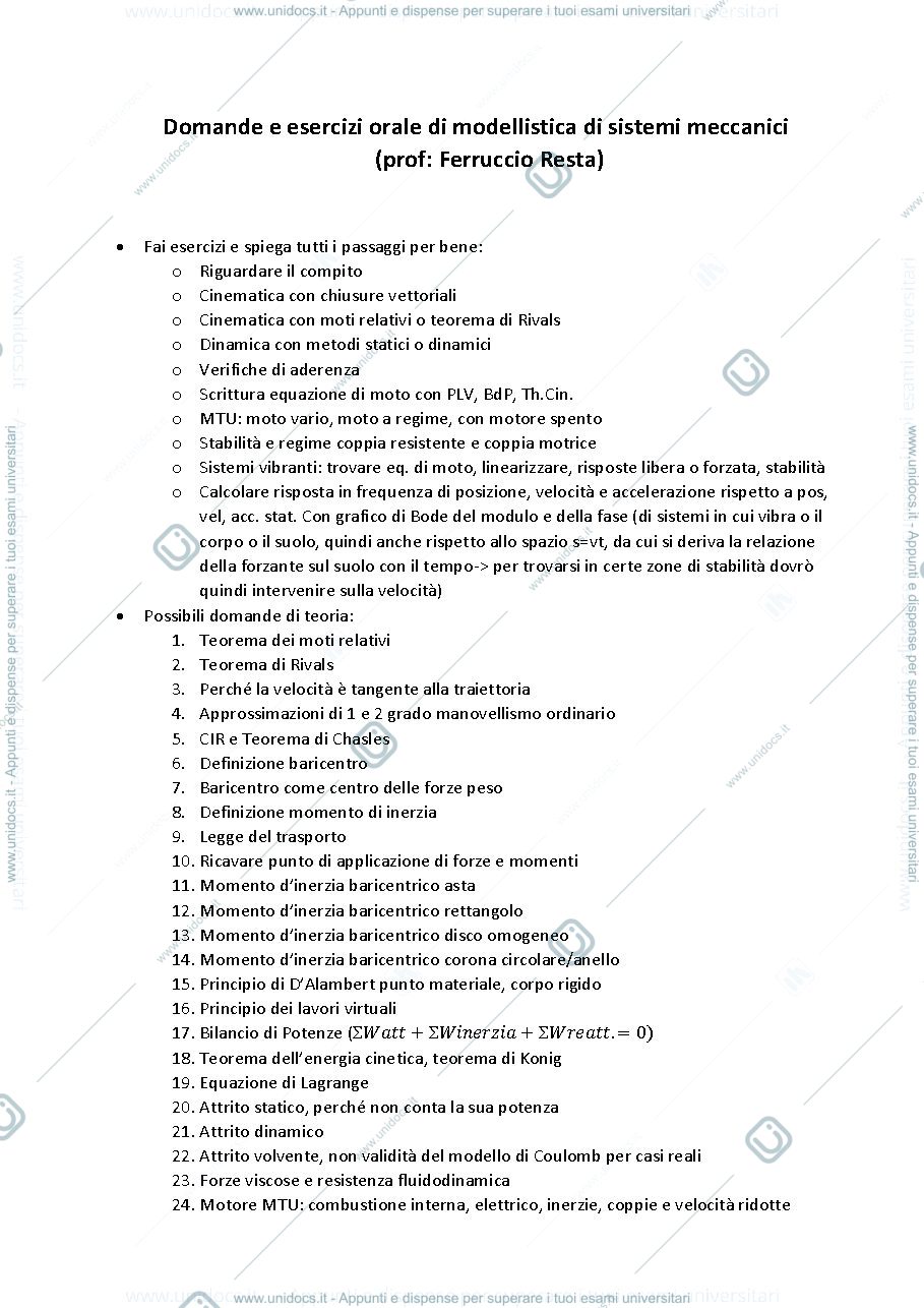 Anteprima pagina 1 — Domande orale con esempi di quesiti proposti all'esame