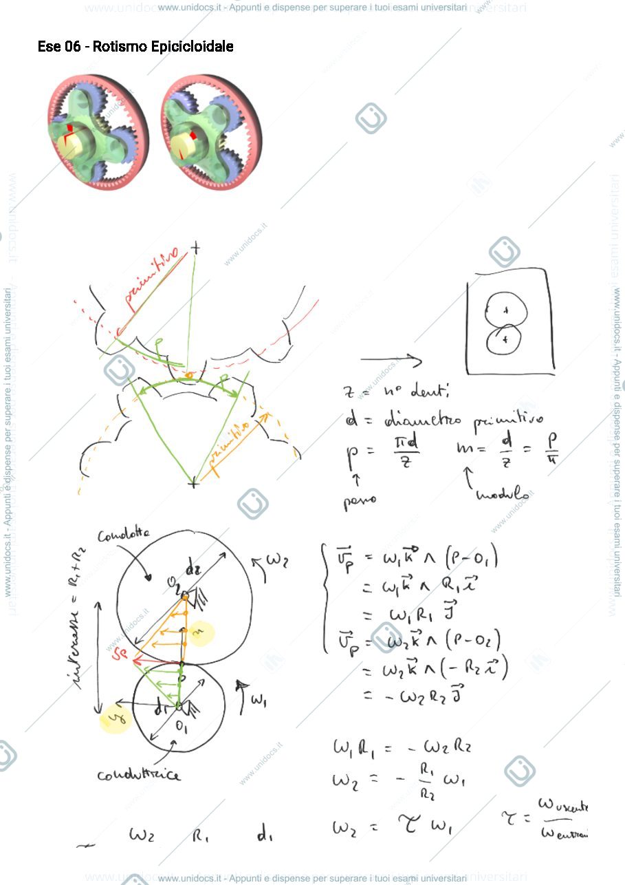 Anteprima pagina 1 — 6.1_RotismoEpicicloidale esercitazioni corso prof: Resta