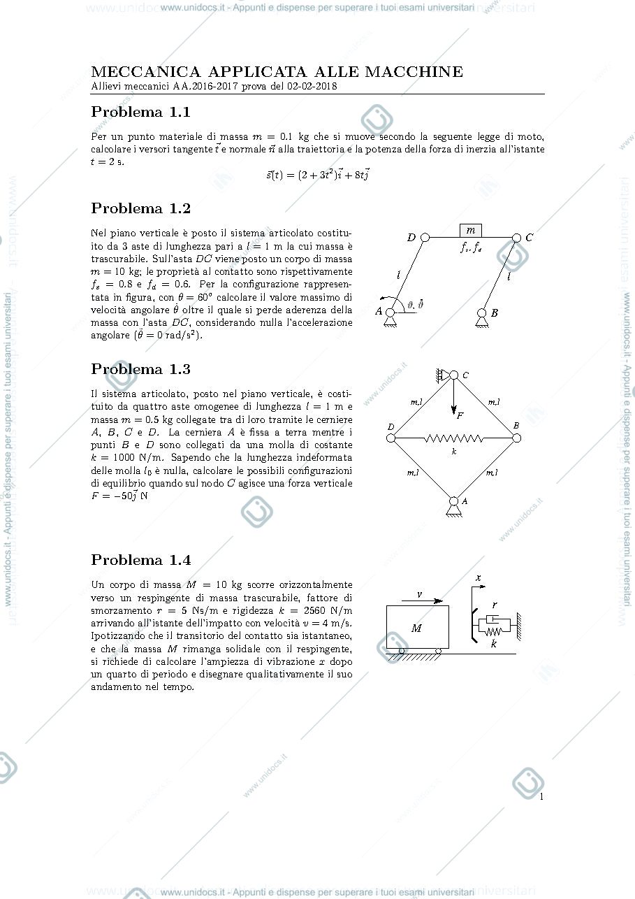 Anteprima pagina 1 — tema20180202 esami corso prof: Resta