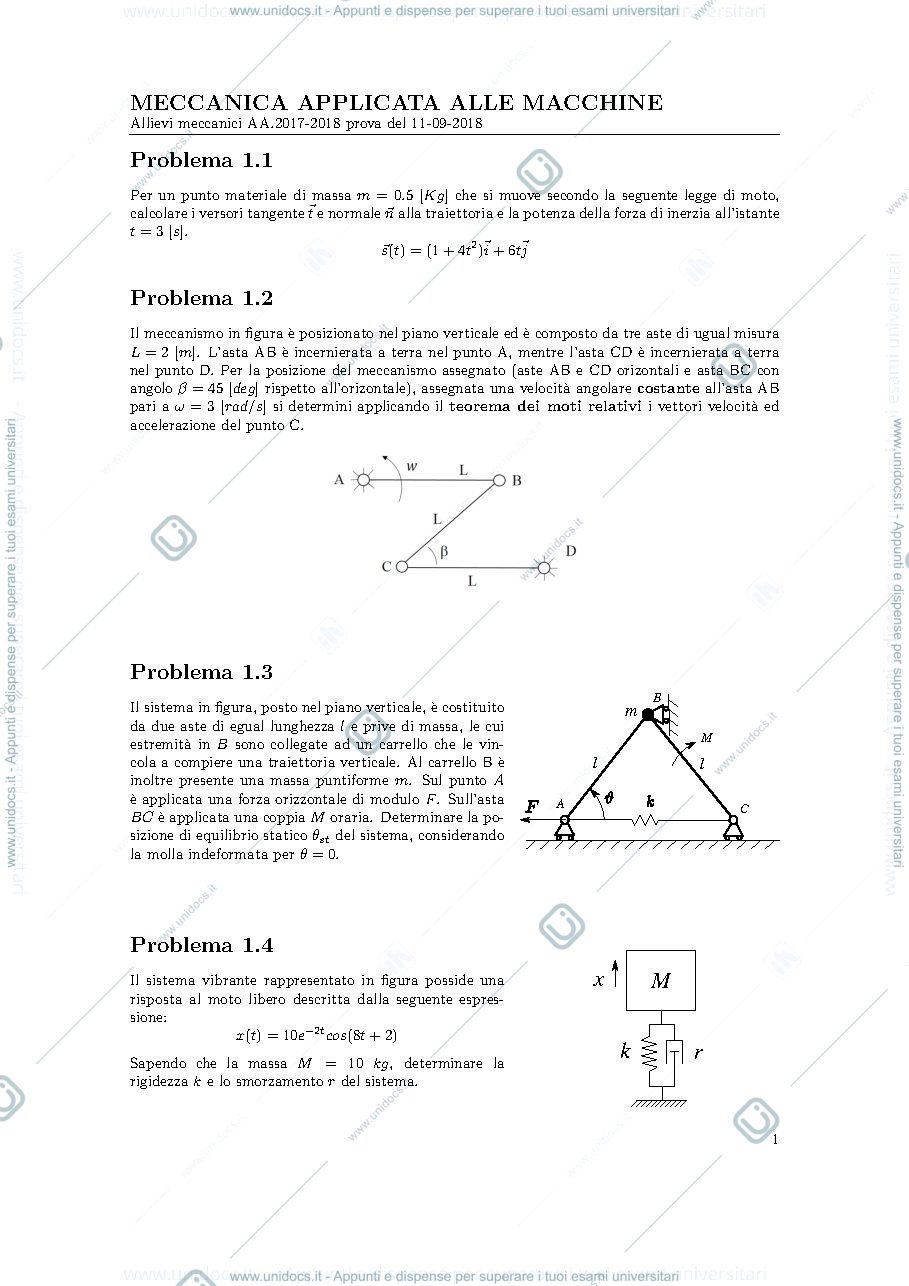 Anteprima pagina 1 — tema20180911 esami corso prof: Resta