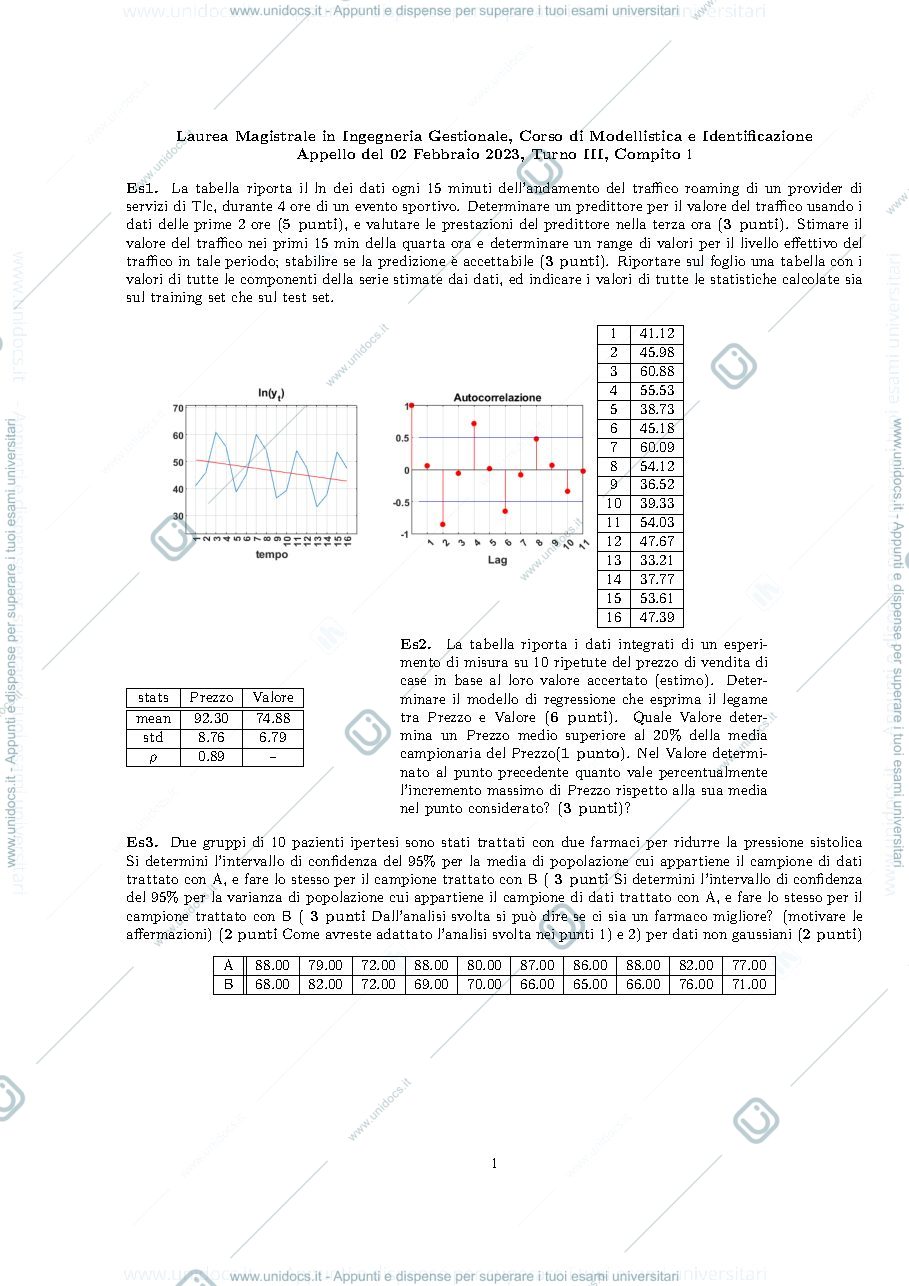 Anteprima pagina 1 — Esami modellistica 