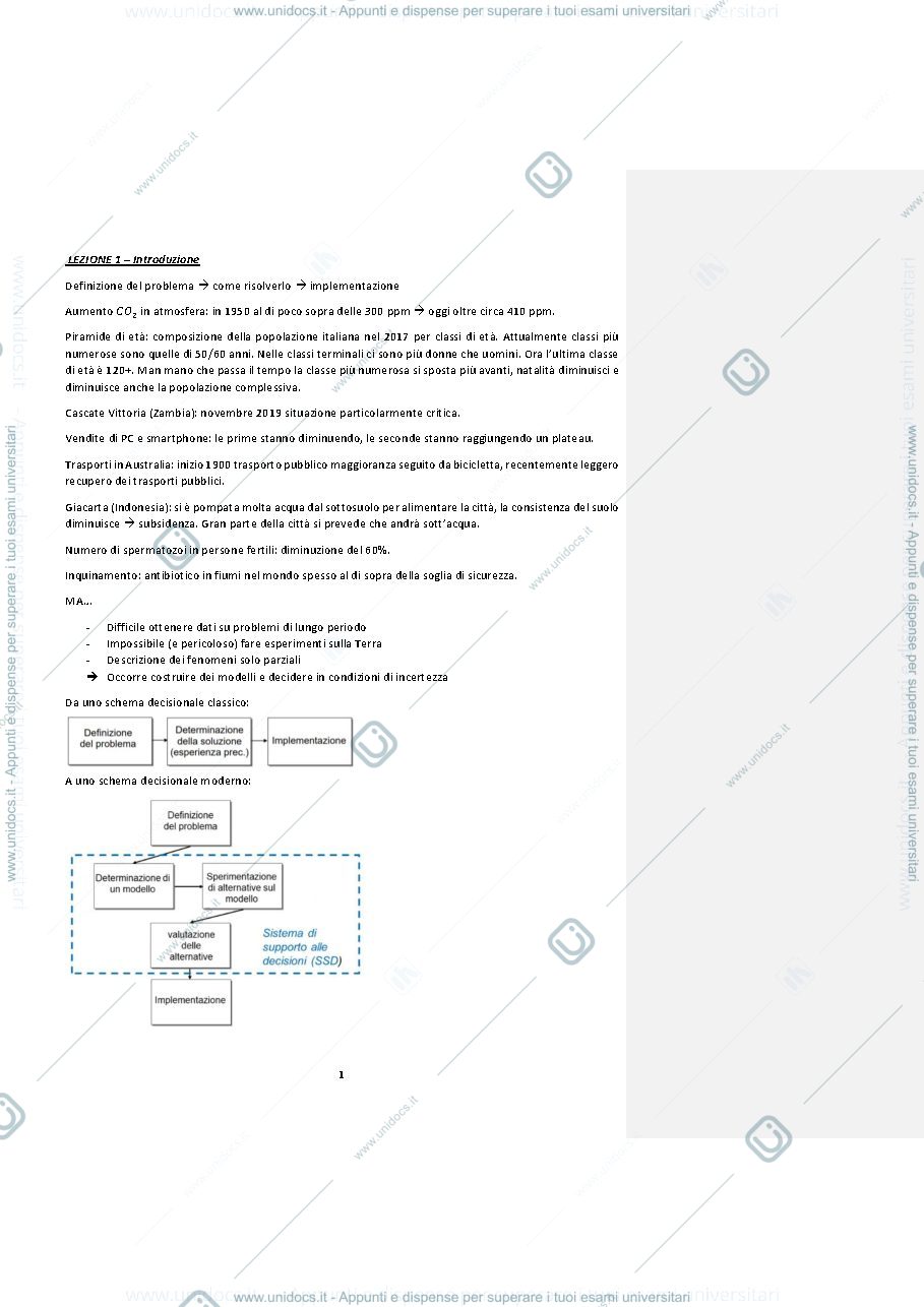 Anteprima pagina 1 — Appunti MODELLISTICA E SIMULAZIONE - Lezioni