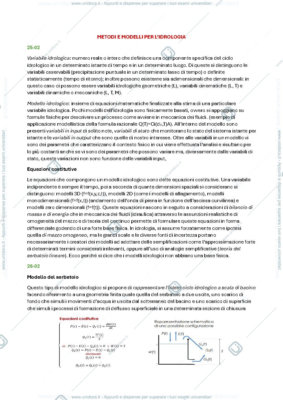 Anteprima pagina 1 — Metodi e Modelli per l'Idrologia (Castellarin)