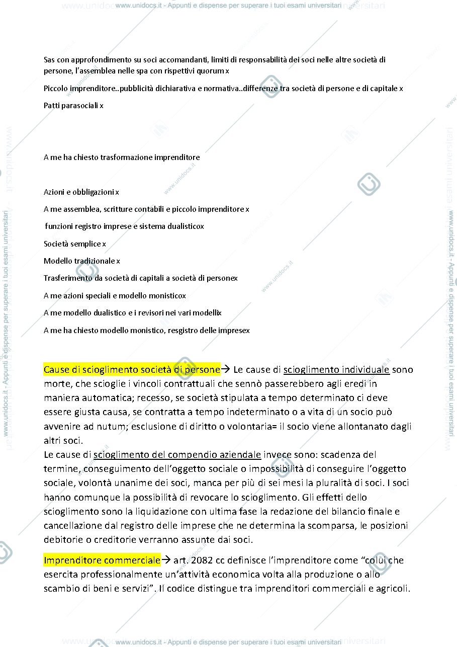 Anteprima pagina 2 — domande esame orale frequenti diritto commerciale