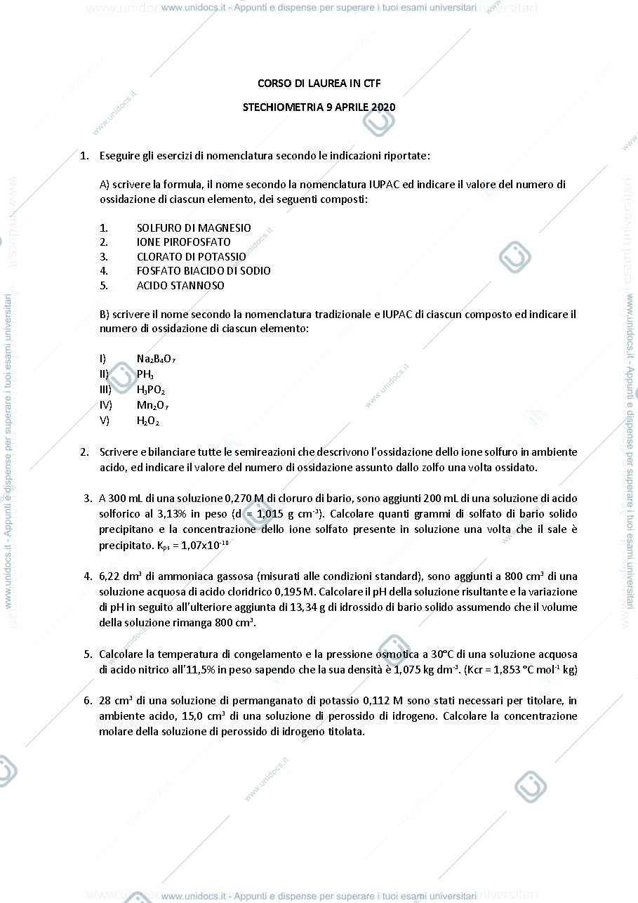 Anteprima pagina 1 — stechiometria