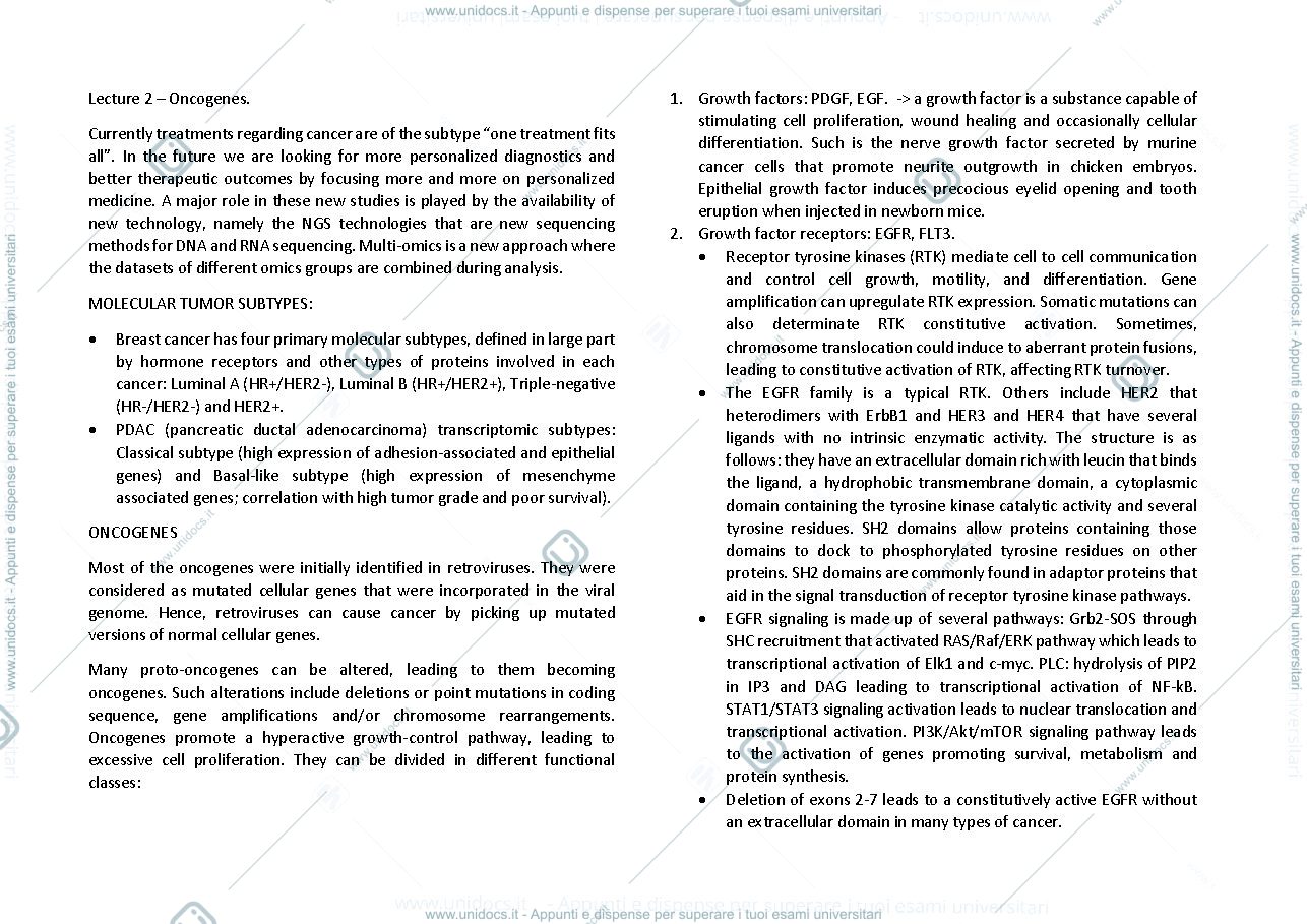 Anteprima pagina 4 — Molecular Oncology exam notes