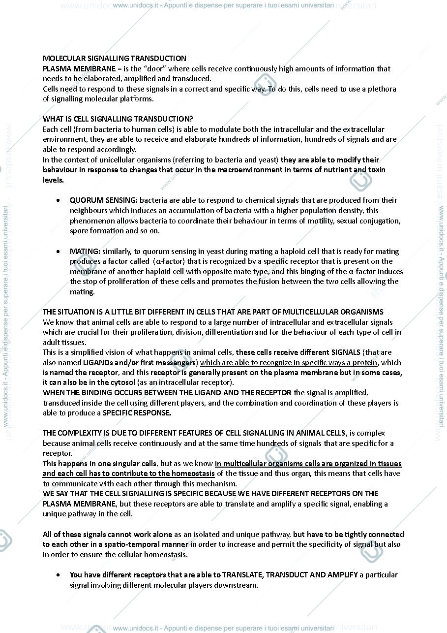 Anteprima pagina 1 — molecular signalling trasduction