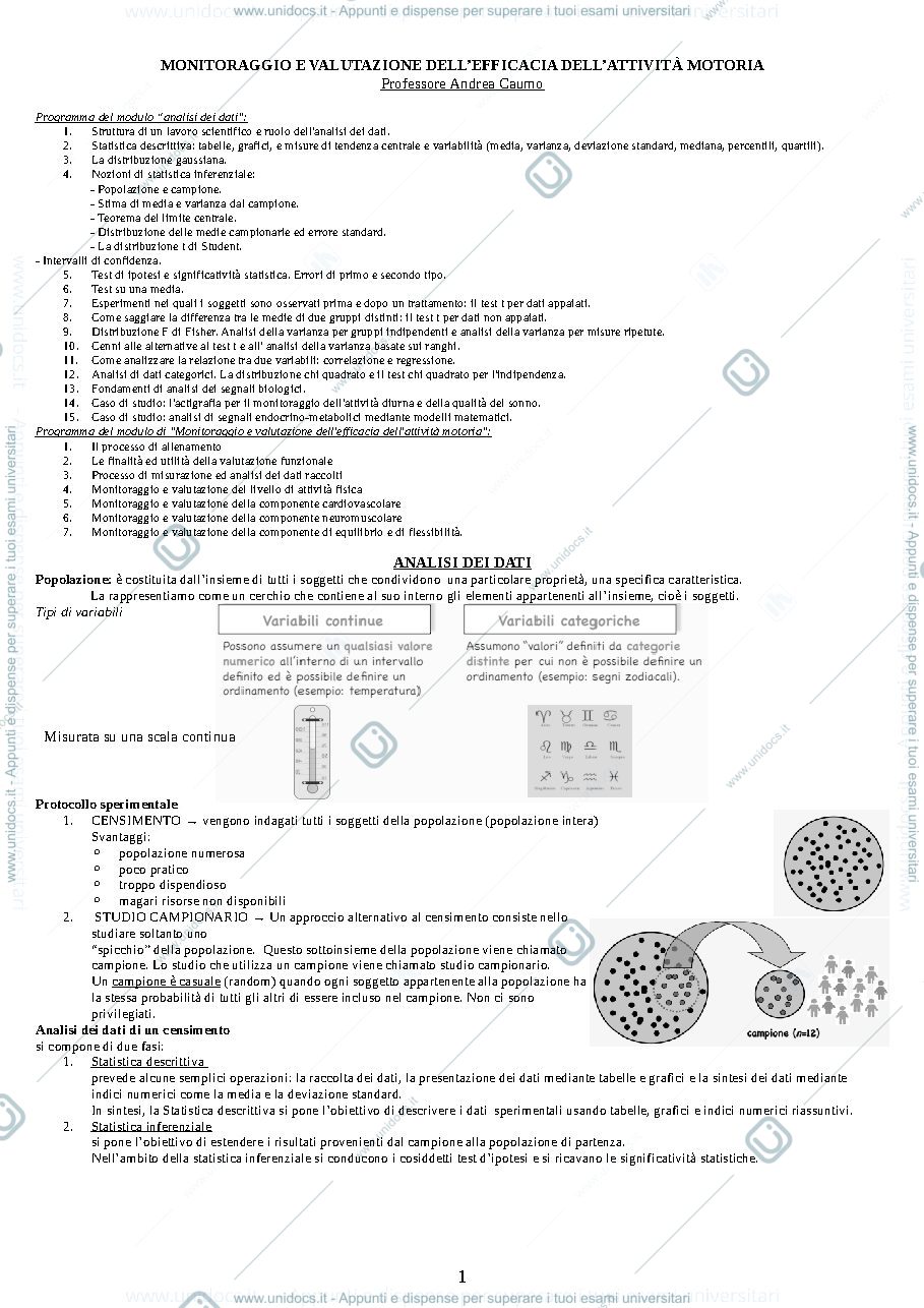 Anteprima pagina 1 — Analisi dei dati lezioni 1-4