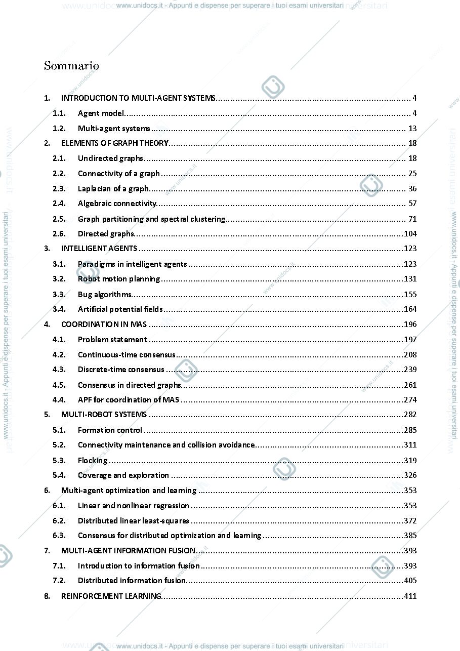 Anteprima pagina 2 — Multiagent System Riassunto Corso